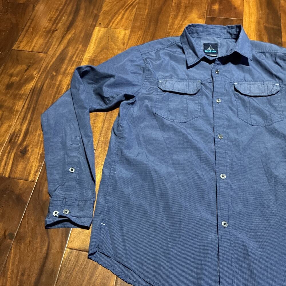 PRANA prAna CITADEL Shirt Mens Medium L/S CARGO Blue Outdoor Hiking - Picture 3 of 13